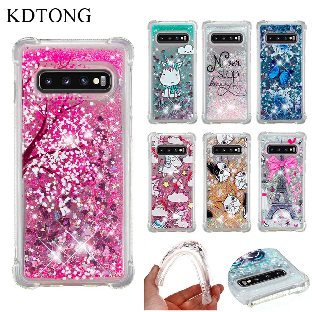 Блестящий Жидкий чехол KDTONG для Samsung Galaxy S10 S10E мягкий силиконовый из ТПУ Plus S 10