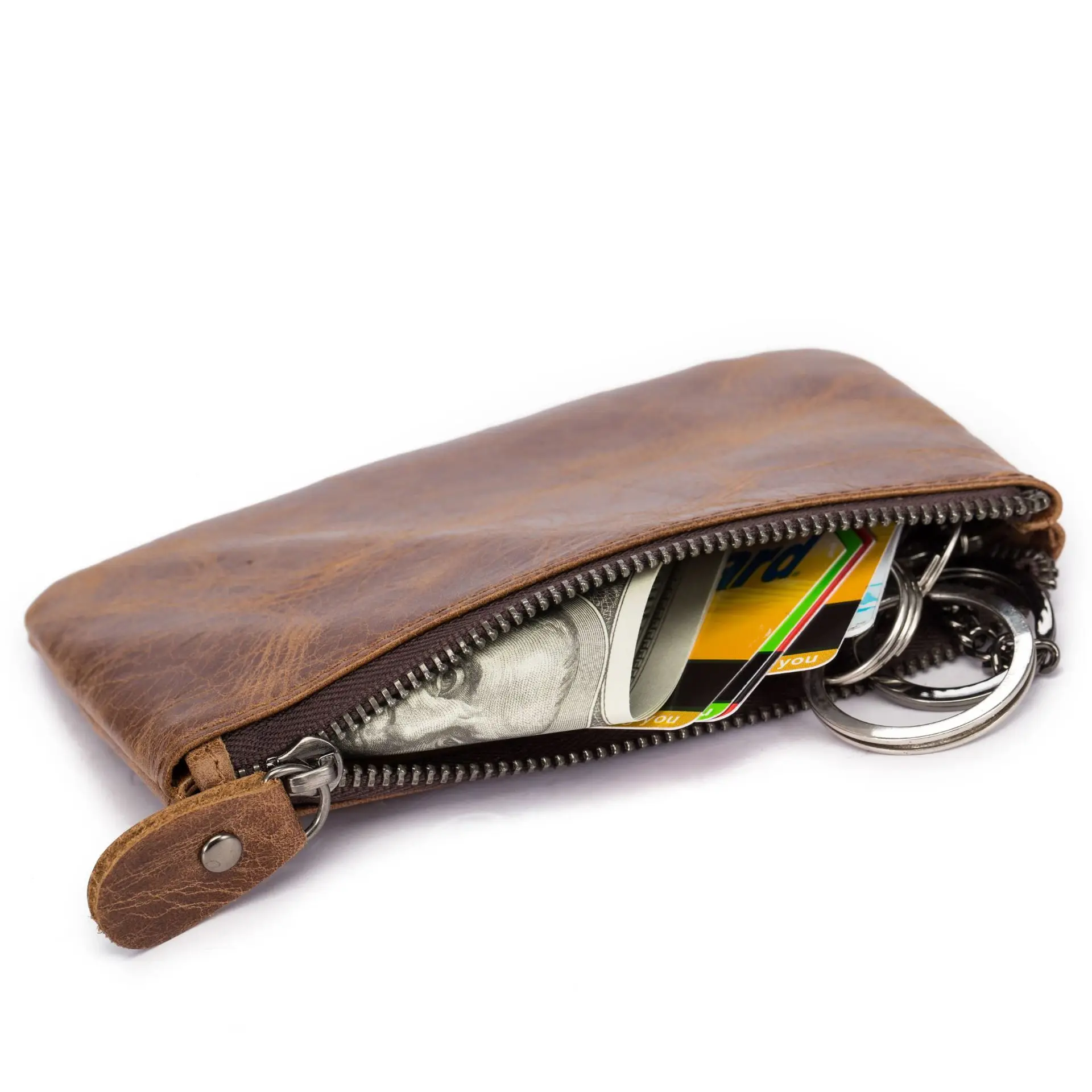 Men wallets genuine leather cowhide crazy horse key bag mini coin zipper small card wallet 1015 | Багаж и сумки