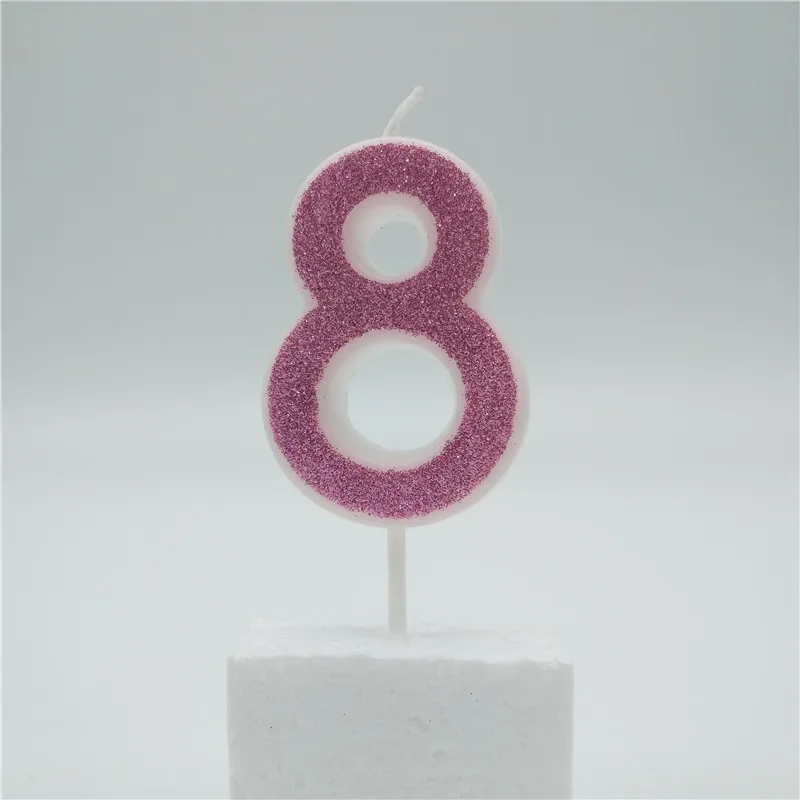 pink 8 Топпер для торта «С Днем Рождения» Сияющий синий номер свечи для торта для детей Девочка Мальчики бар детский душ Свадебные принадлежности украшения - Цвет: pink 8
