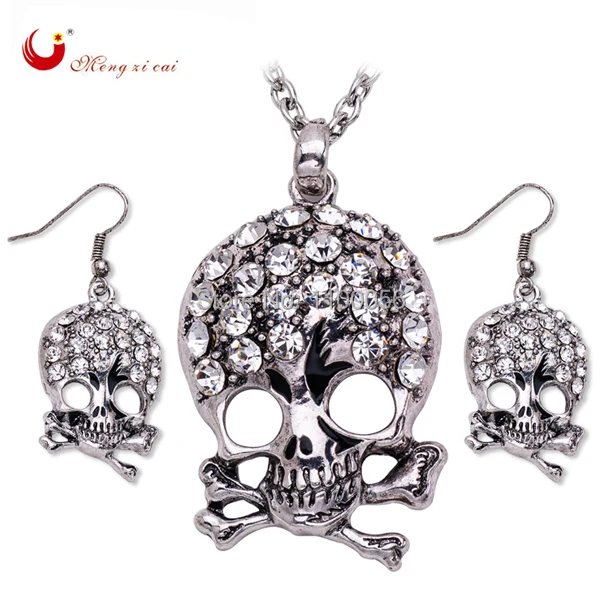 Красота Саудовская золотая цепочка ожерелье белые ювелирные изделия череп