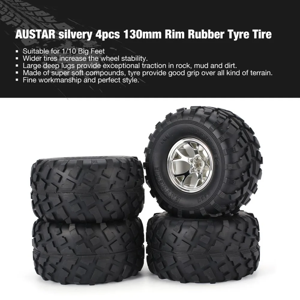 AUSTAR 4 шт. AX 3004 130 мм обод резиновая шина для колеса Пластиковая Ступица 1/10 RC Bigfoot