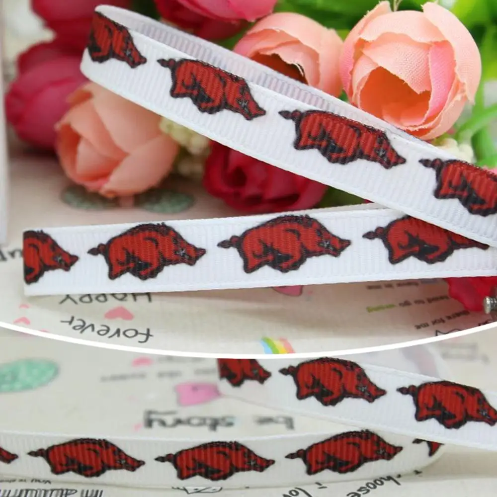 3/8 &quot9 мм Арканзас Школьные Спортивные Команды Печатных Grosgrain Ленты Одежда Партия