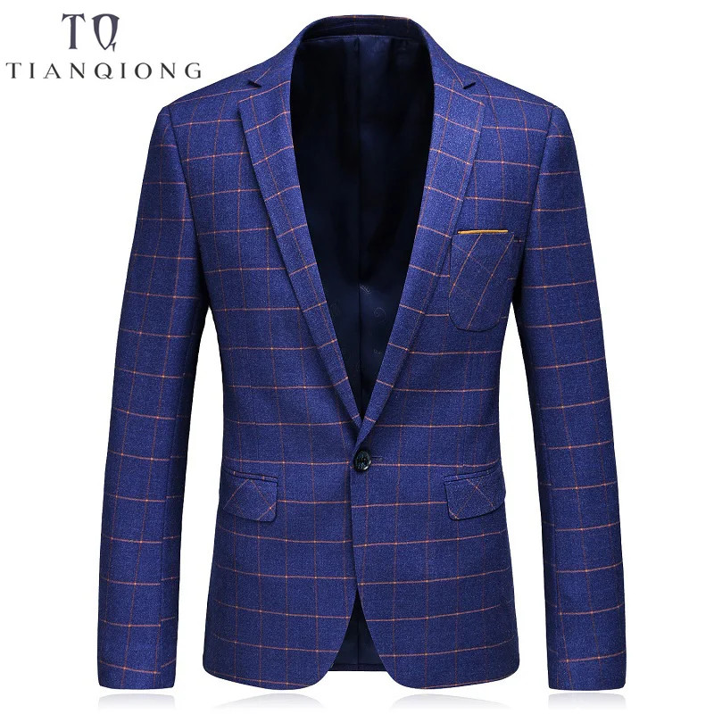 Мужской шерстяной Блейзер в шотландскую клетку на одной пуговице|formal jackets blazers|wool