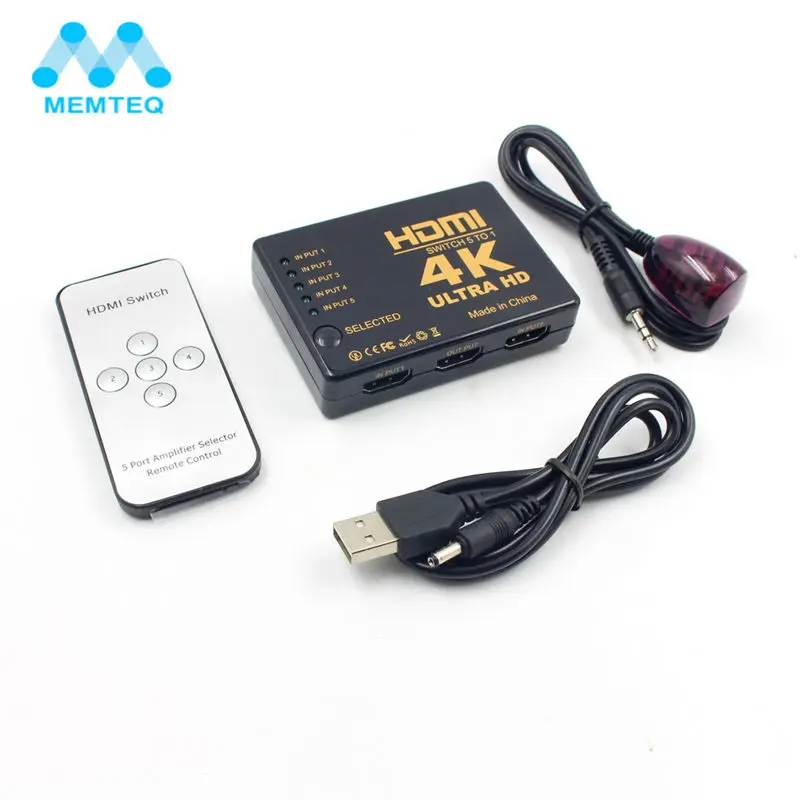 MEMTEQ HDMI усилитель переключателя 5 на 1 4K HD безопасности видео HDTV распределитель с