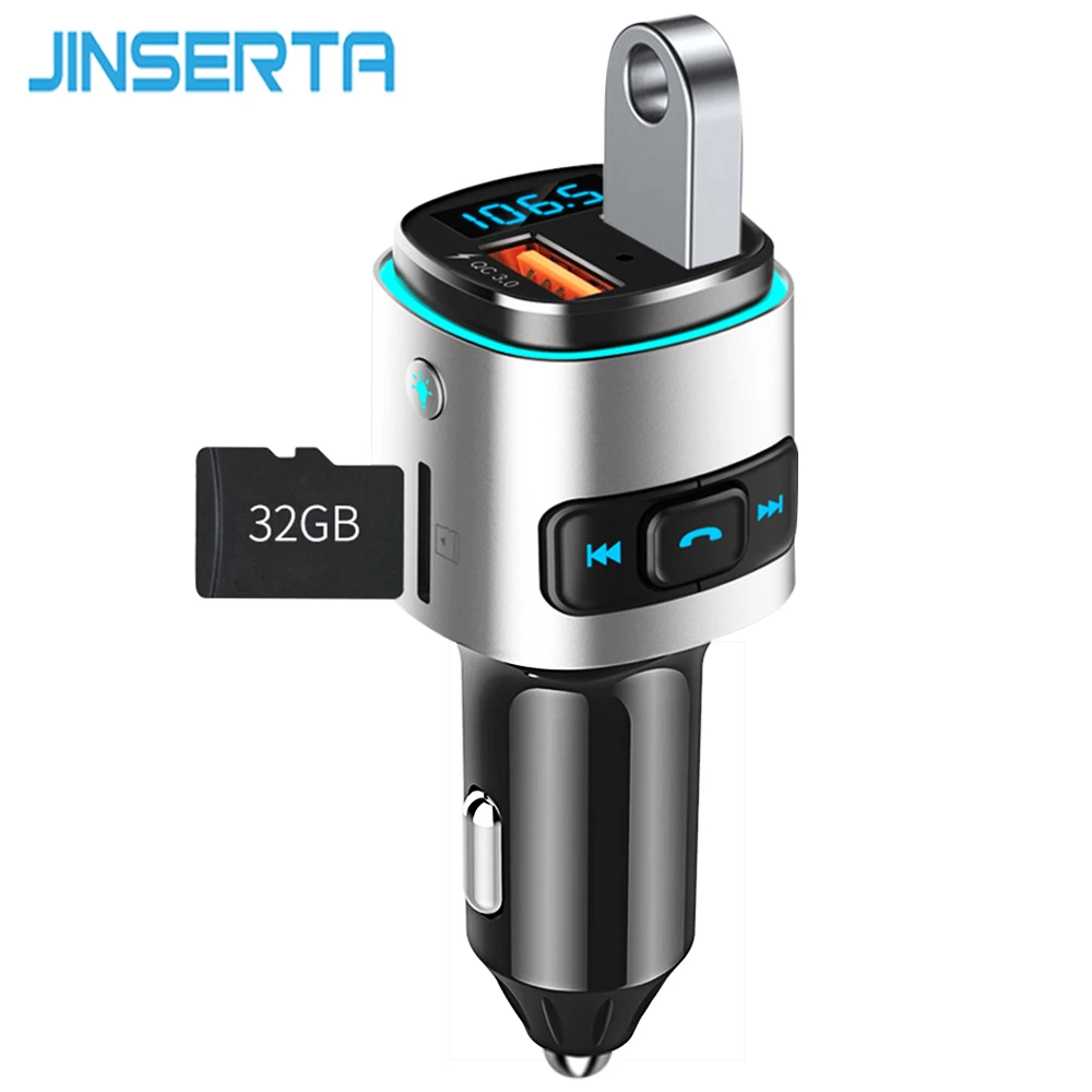 JINSERTA QC 3 0 USB быстрое зарядное устройство Bluetooth Автомобильный fm передатчик