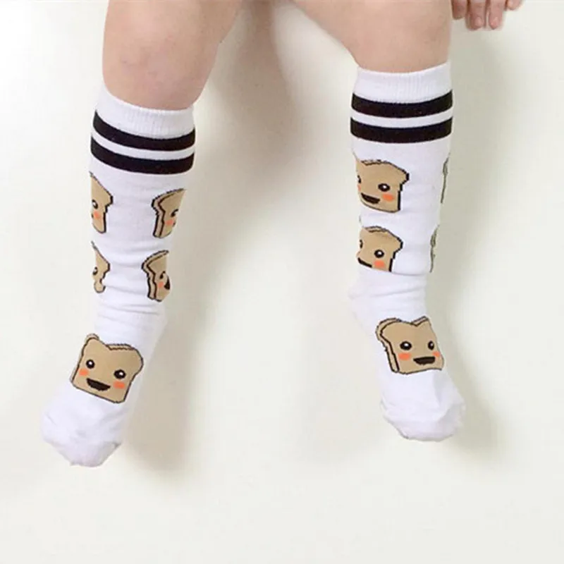 Детские гольфы Школьные носки из натурального хлопка с рисунком хлеба и молока |
