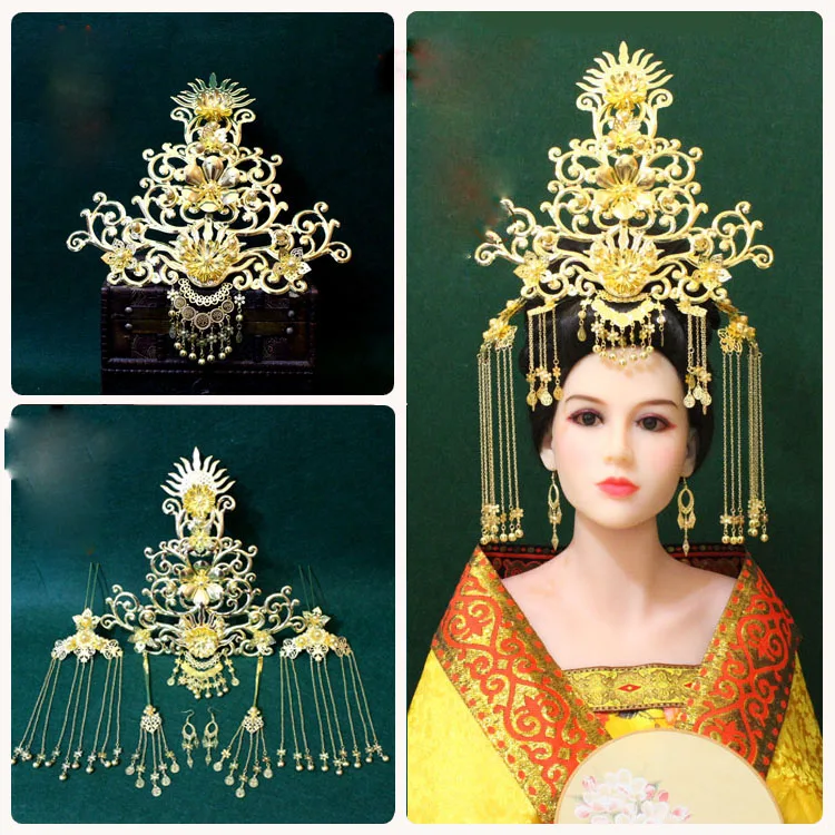 A224 Высокая тиара старинная китайская принцесса Женская Тиара для косплея ТВ