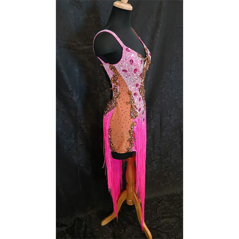 

Latin dance competition dress Dress Sexy Sling Backless Tassels latin ballroom dance dress Rumba Foxtrot dance dresses for women