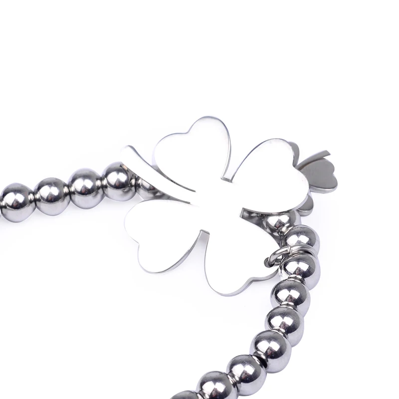 Новые модные бусины из нержавеющей стали 6 мм четырехлистный клевер подвеска на