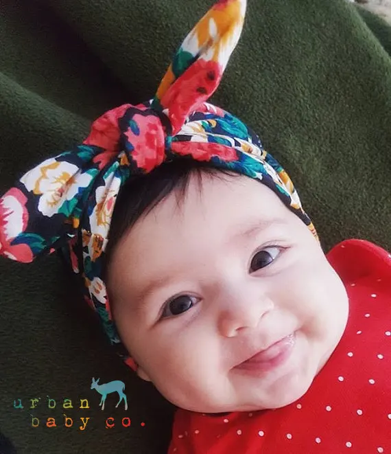 Повязка на голову с бантом MengNa для девочек повязка цветами и кроличьими ушами