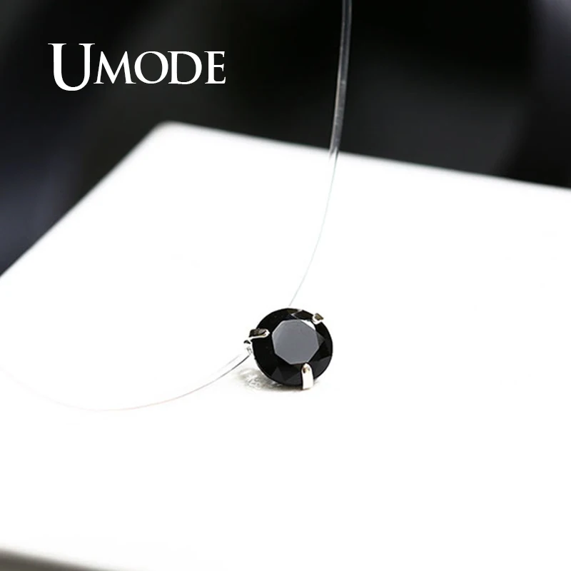 Ожерелье UMODE с подвеской круглым Цирконом для женщин простые цепочки прозрачного