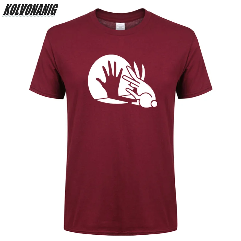 

Hand Shadow Rabbit Funny Oversized Animal Printed T Shirt Men High Quality Cotton Men Unisex Streetwear Casual Tops Tee Harajuku