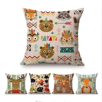 woodland animals sofa cushion cover forest fox racoon owl bear deer fox cute cartoon baby kids room decoration throw pillow case