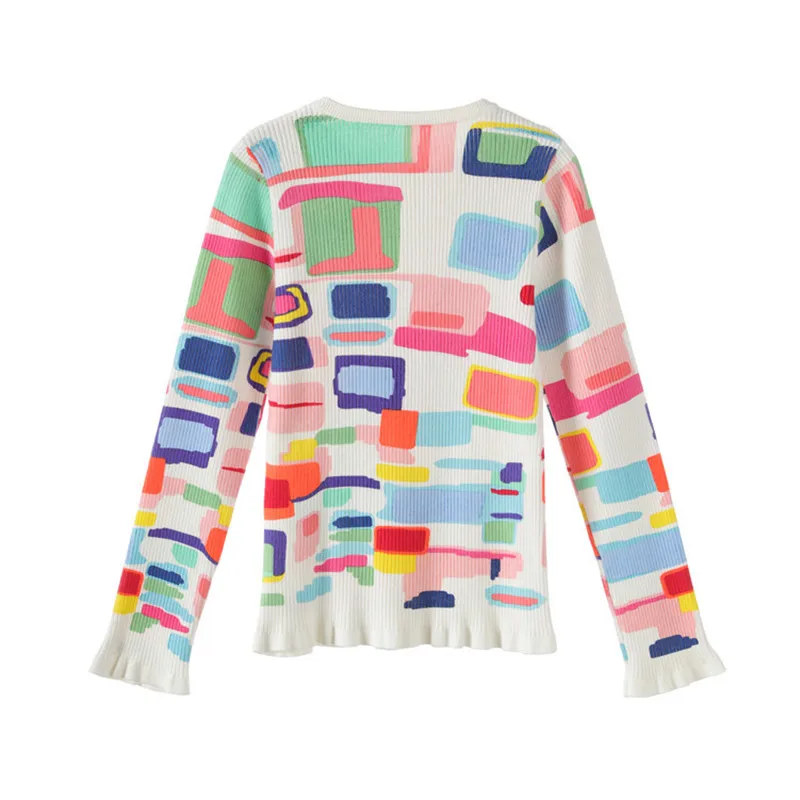 Женский трикотажный топ тонкий эластичный Топ с геометрическим рисунком и