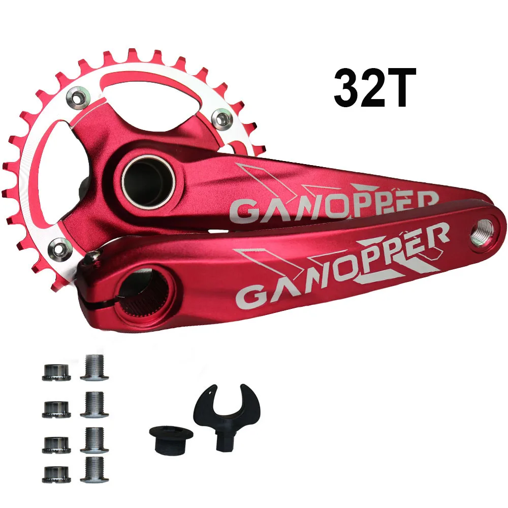 32T red crankset MTB узкая широкая Шестерня 32T 34T 36T 38T 40T 42T 175 мм Звездочка односкоростная Звездочка 104BCD Звездочка для горного велосипеда - Цвет: 32T red crankset