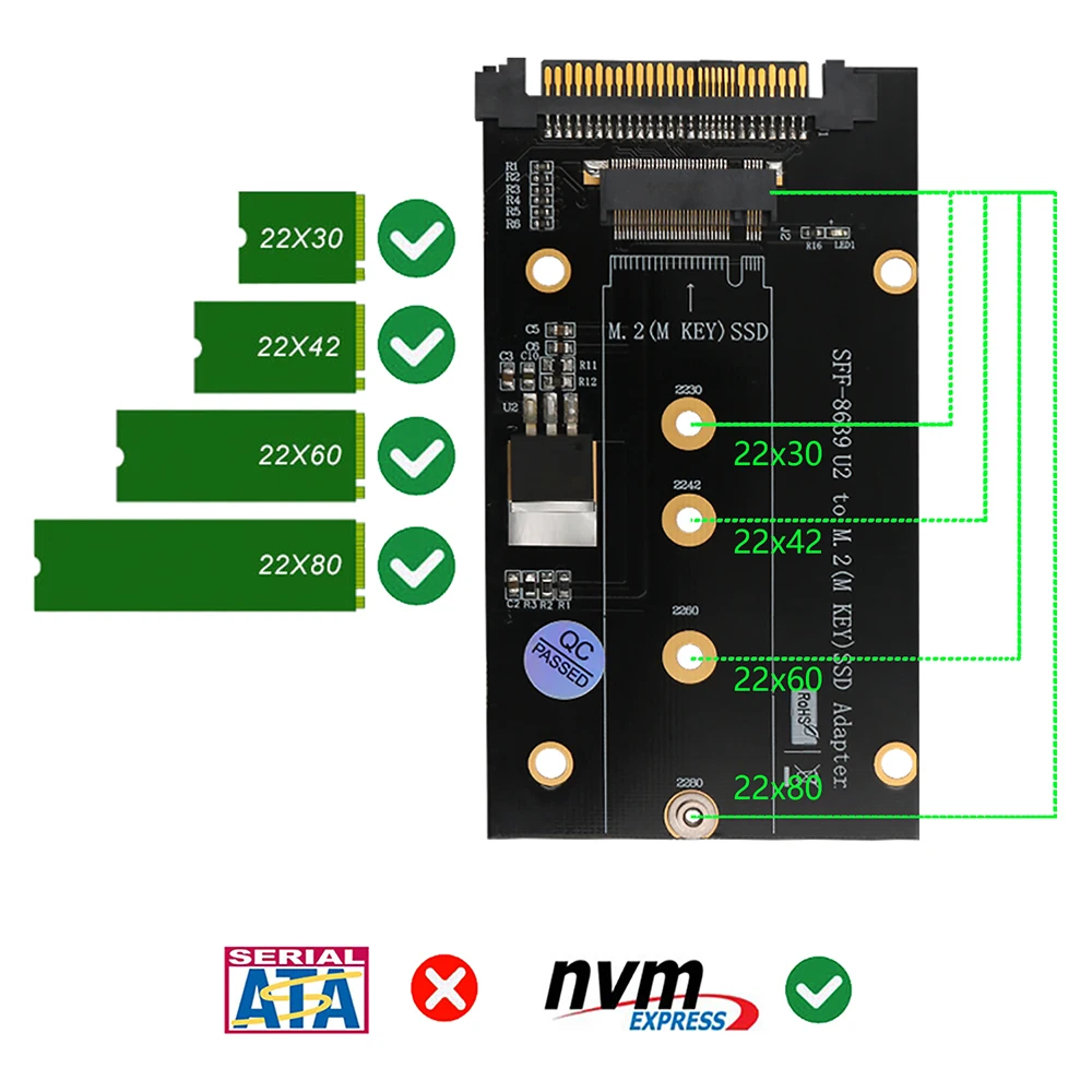 Плата адаптера M.2 NVMe PCI-E SSD/PCI-E U.2 SFF-8639 с радиатором | Компьютеры и офис