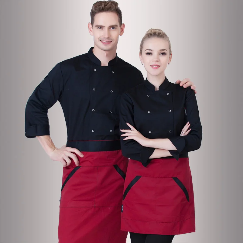 Male Female Hotel Restaurant Uniform Kitchen Chef Jacket Long-sleeve Adult Unisex Cook Clothes Plus Size B-6264 | Тематическая