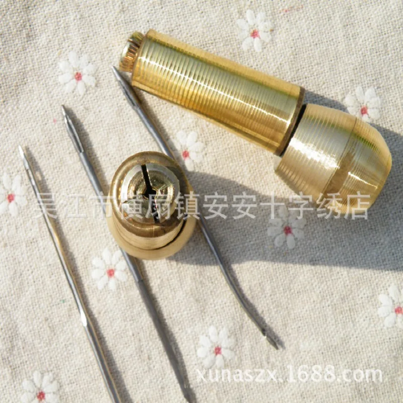 Awl Leather Sewing Tools Copper+Stell DIY Quality Multifunctional Handle Replaceable Multiple Head 1Taper Handle+3Needles | Дом и сад