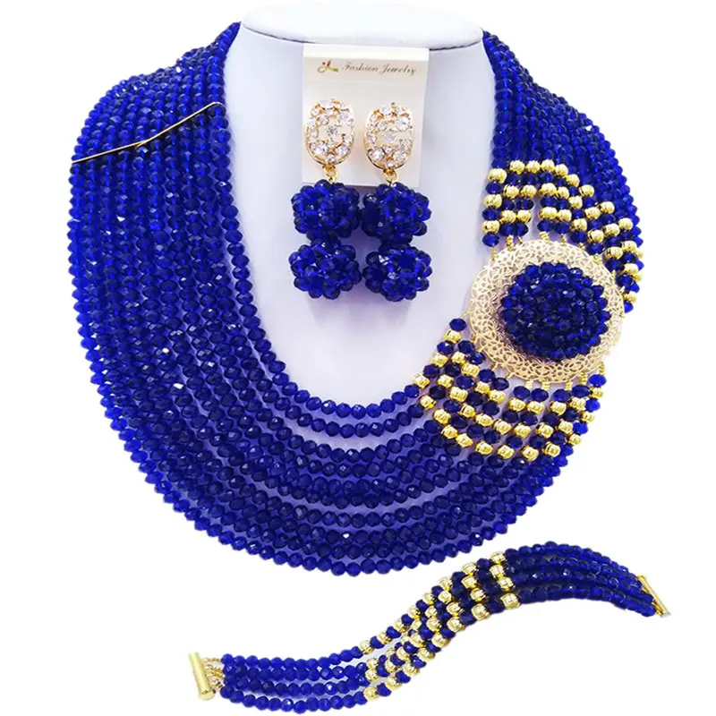 

ACZUV Royal Blue African Beads Jewelry Set 10C-DBPH002