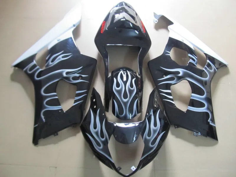 Injection mold Fairing kit for GSXR1000 K3 03 04 GSXR 1000 2003 2004 ABS White flames black Fairings set+gifts SK26 | Автомобили и