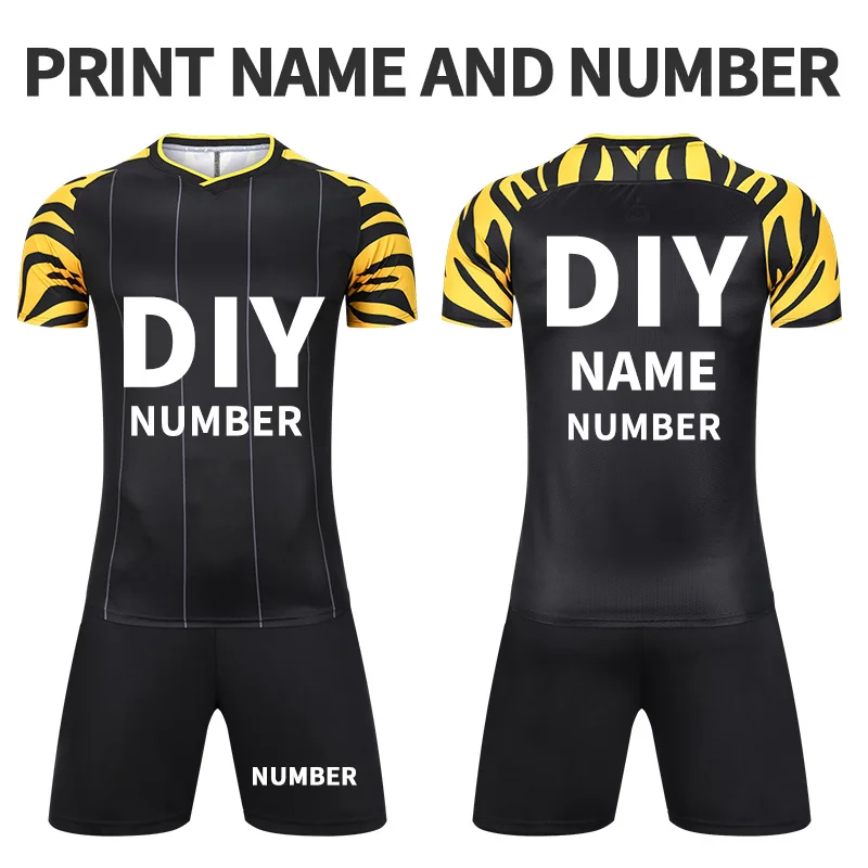 black DIY JIANFEI, футбольные майки для взрослых, наборы, De Futebol, футбольные рубашки, тренировочная командная форма, спортивная одежда, можно напечатать имя, номер - Цвет: black DIY