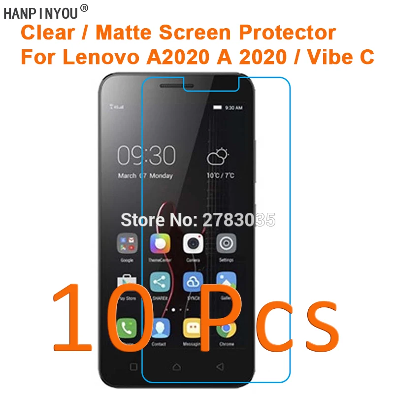 

10 шт./лот для Lenovo A2020/Vibe C 5,0 "HD Прозрачная/Антибликовая матовая защитная пленка для экрана (не закаленное стекло)