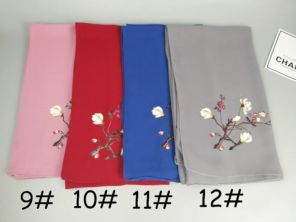 P1 высокого качества с цветочным принтом пузырь шифон хиджаб шаль шарфы для