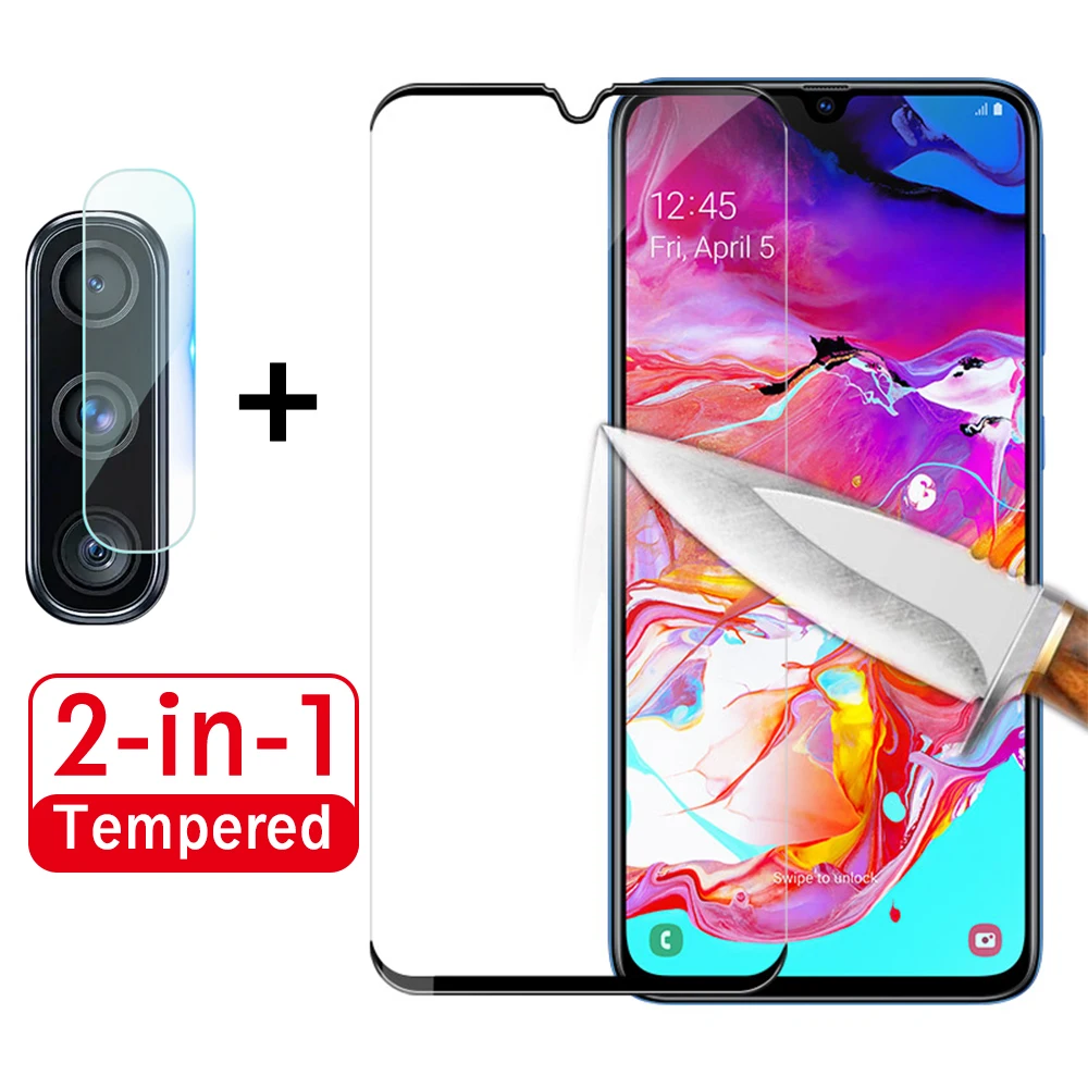 2 в 1 закаленное стекло на экран и камеру для Samsung Galaxy A70|Защитные стёкла плёнки