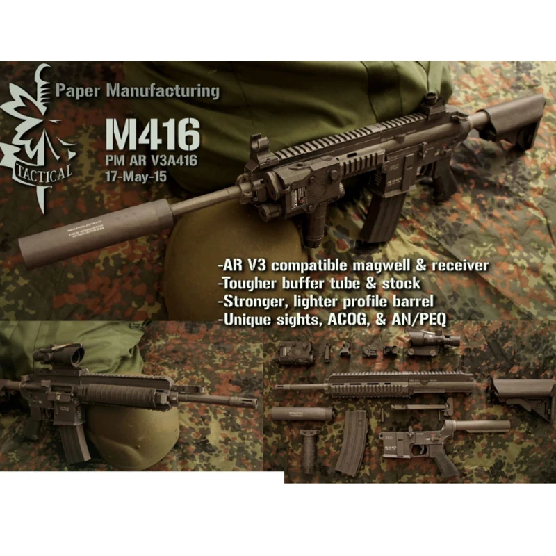 Новинка, 95 см, штурмовая M416, снайперская винтовка, 3D бумажная модель, косплей, оружие для детей, взрослых, оружие, Бумажные модели, пистолет, игрушки, снайперский пистолет