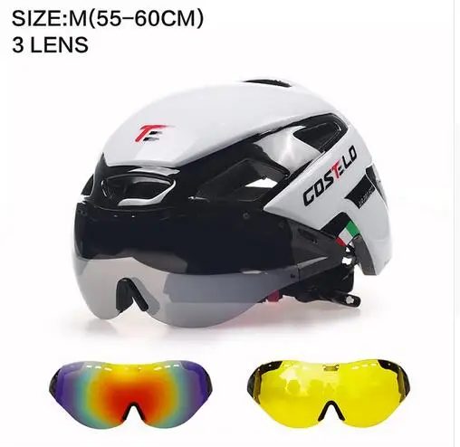 Costelo велосипедный светильник шлем MTB дорожный велосипедный шлем скоростной Airo RS Ciclismo защитные очки для мужчин и женщин 230 г - Цвет: helmet 3lens