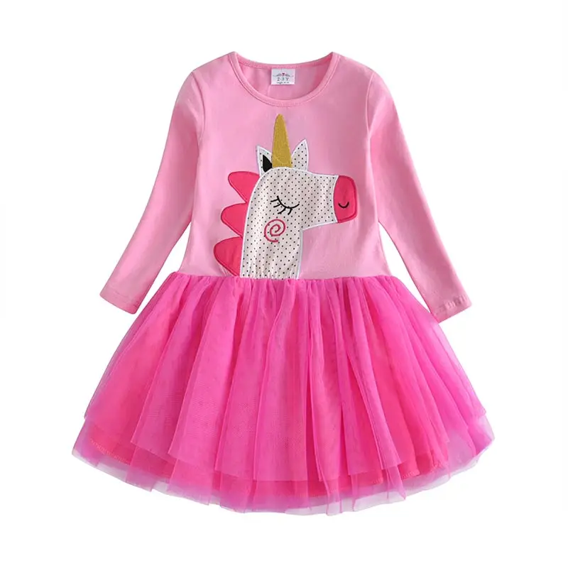 Dxton Baby Girl Dresses Cartoon Kids Girls Clothes Christmas Vestidos Long Sleeve For 3-8 Year LH4575 | Детская одежда и обувь