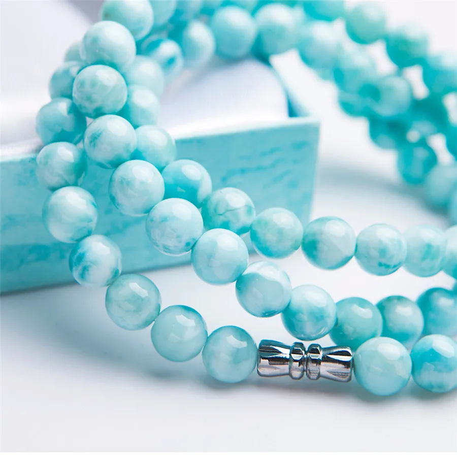 Длинная цепочка 8 мм из натурального синего камня со стразами|Плетеные браслеты| |