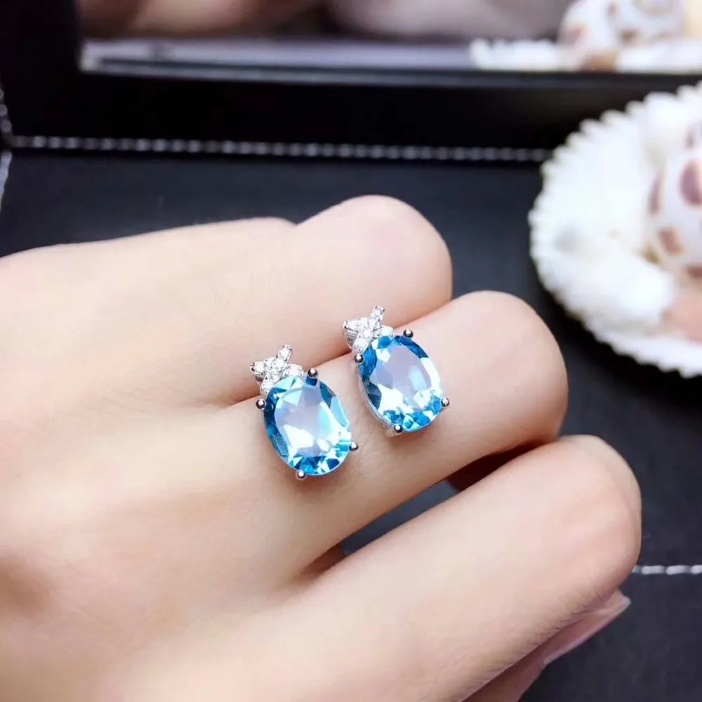 Shilovem 925 стерлингового серебра Природный Голубой топаз серьги капли воды fine Jewelry Новая женской tfe060801agb