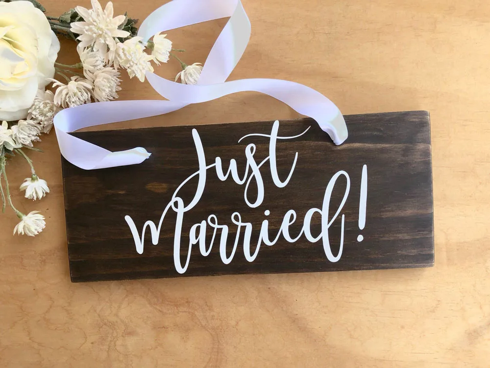 

Just Married Sticker Board Decoration Rustic Wooden Wedding Sticker Beauty Fashion Modern Wedding Decoration Poster W382