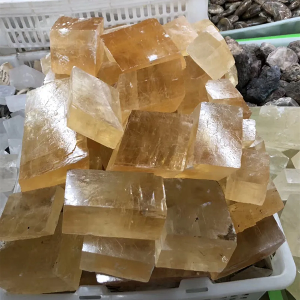 Натуральный неполированный исландский шпат куб сырой кальцит грубая oranger