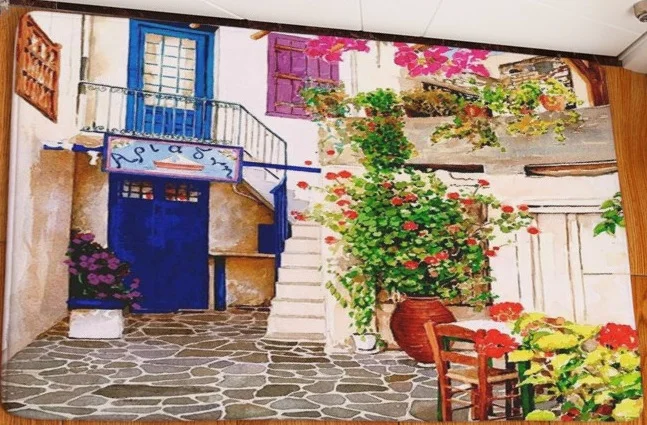 CAMMITEVER сине белый городской моющийся коврик SIDI BOU|mat mat|blue bedroom rugsrug white |