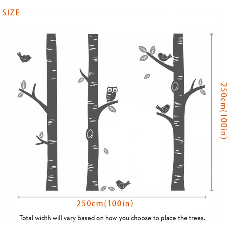 

Large Owl Birds Birch Tree Wall Decal Sticker Baby Room Nursery Bedroom Home Mural Wallpaper Decoration 250*250CM Christmas Tree