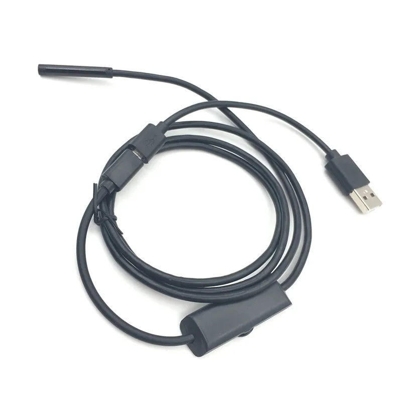 Эндоскоп камера 2 в 1 USB Micro 7 мм 2 м эндоскоп Водонепроницаемый 6 светодиодный бороскоп Инспекционная камера для Android ПК компьютер