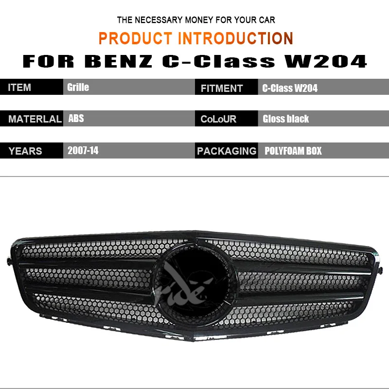 Для Benz W204 решетка глянцевая черная c-класс C180 C200 C250 C300 C63 радиатор хромированная