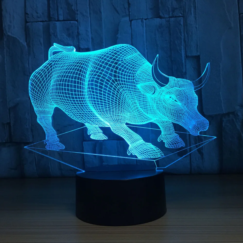

3D визуальная детская настольная лампа с сенсорной кнопкой для моделирования коровы светодиодные градиенты ночник в виде животного для дет...