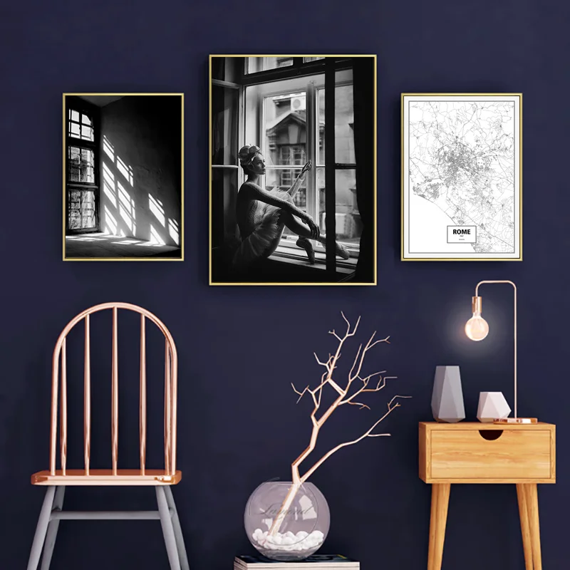 

Black And White Canvas Painting Vintage Wall Painting Nordic Posters Wall Pictures For Living Room Decorative Pictures Unframed