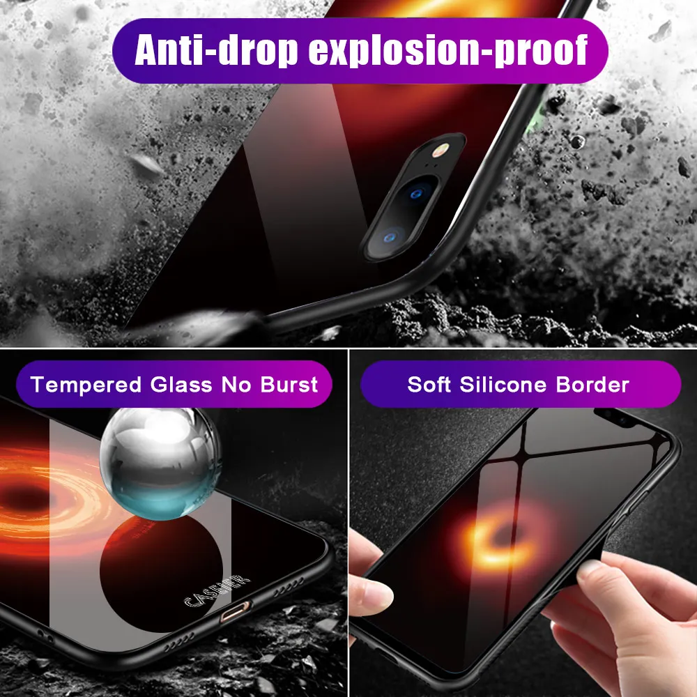 Caseier для iPhone X XS MAX XR чехол M87 черное отверстие стеклянный 8 7 6 S Plus Funda Couque чехлы |