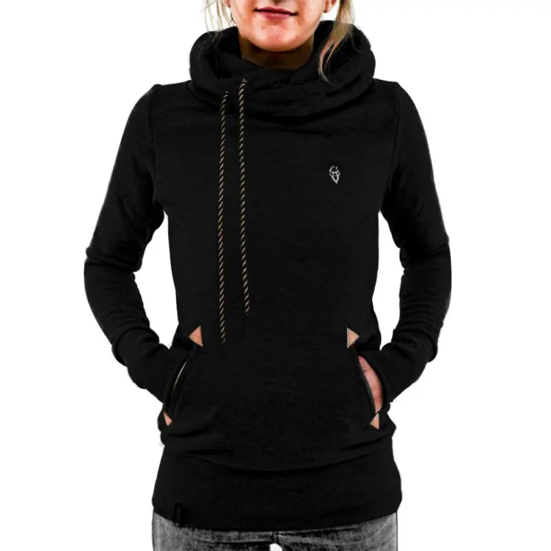 Woman Hoodie Scarf Collar Long Sleeve Pocket Hooded Spring Hoodies Women Embroidery Sweatshirt Female | Женская одежда
