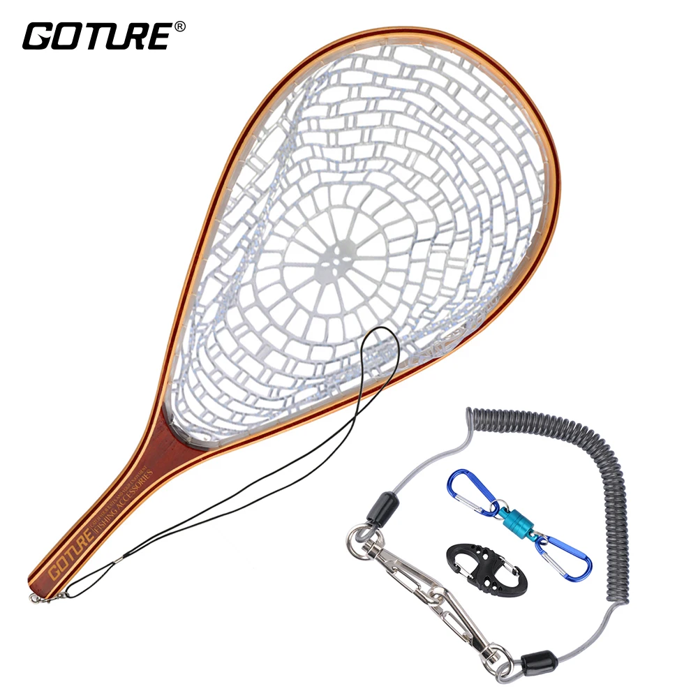 

Goture Fly Fishing Net Landing Net Set Monofilament Nylon Fishing Network with Fishing Lanyard Rope Magnetic Buckle