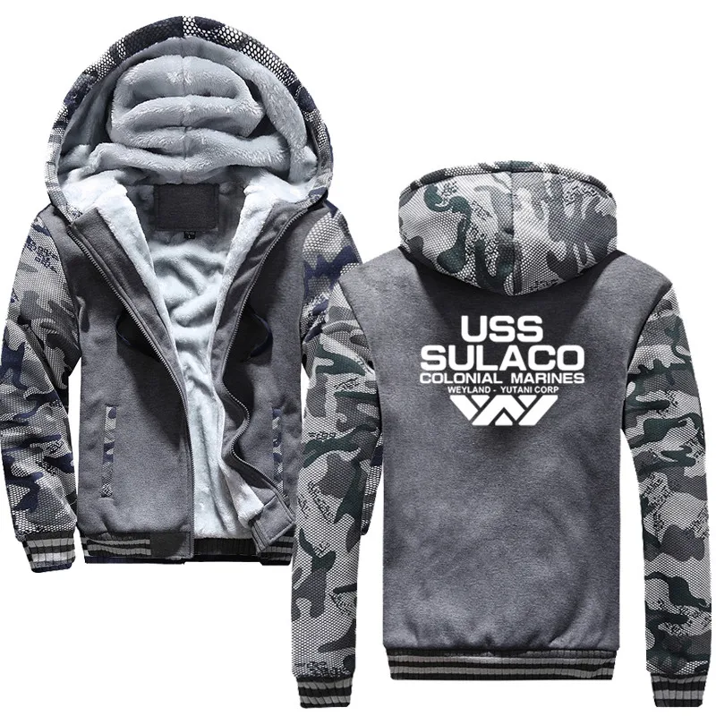 Толстовки мужские 2018 модные USS SULACO толстые флисовые толстовки s однотонные зимние