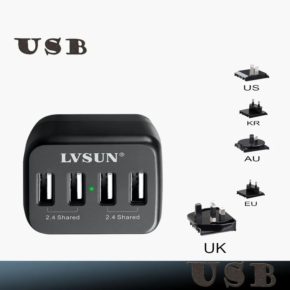 24 Вт 4 8 А порта 5 В 2 настенное дорожное быстрое USB зарядное устройство для iPad iPhone 7 6