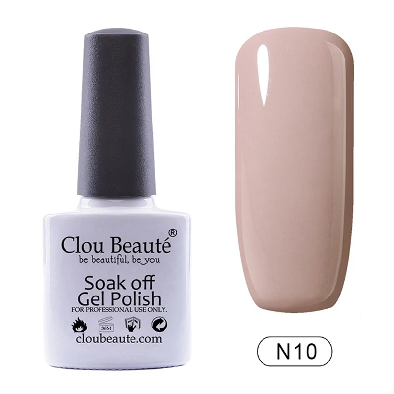 N10 Clou Beaute УФ гель лак для ногтей 10 мл телесный серии цвета замочить от Гель-лак бежевый Гель-лак для нейл-арта Vernis Полупостоянный N04 - Цвет: N10