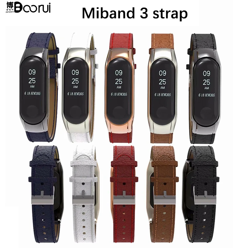 BOORUI новейший ремешок из натуральной кожи для Xiaomi Mi Band 3 Смарт часы браслет mi band