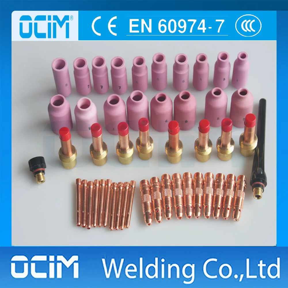 

48PCS TIG Torch Kit Accessories Gas Lens Insulator Alumina Nozzle Collet Body For TIG Welding Torch PTA DB SR WP 17 18 26