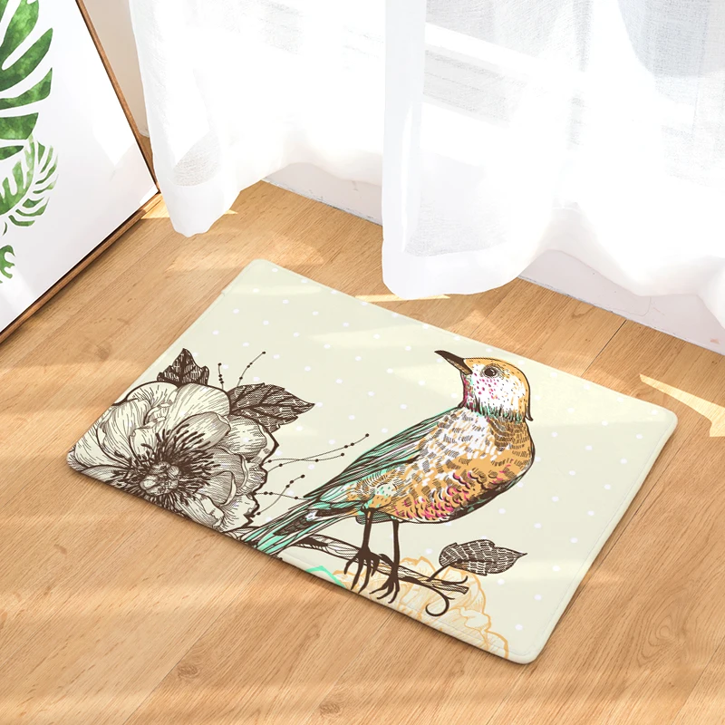 Скандинавский дверной коврик с принтом в стиле INS мультяшный птицами растениями